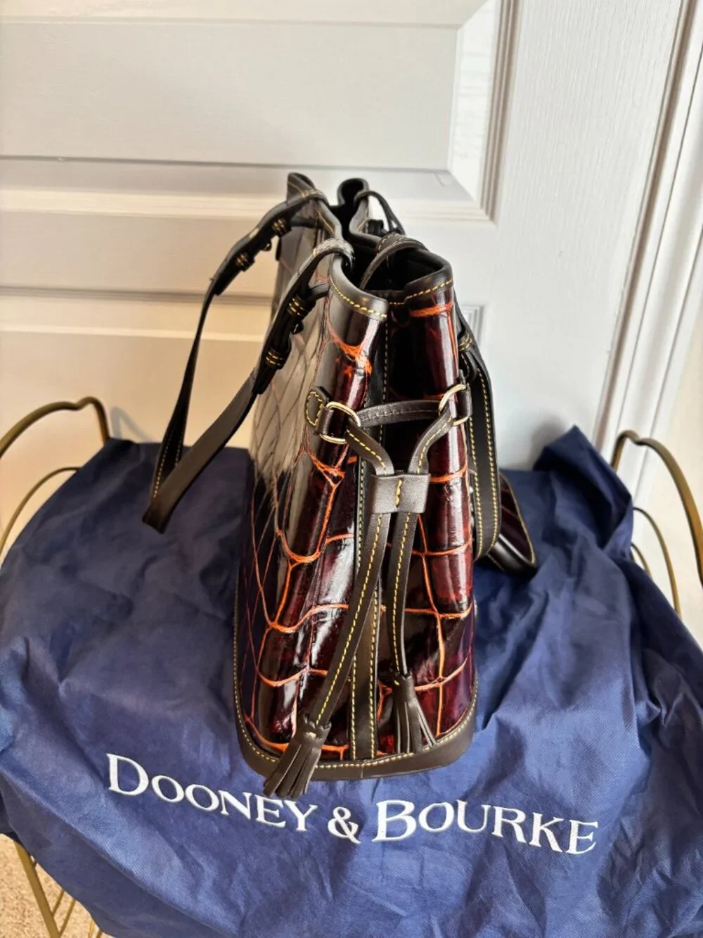 Dooney & Bourke croc‐embossed tote + dust bag